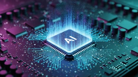 exploring the cutting-edge landscape of artificial intelligence through a captivating digital circuit board representing ai processing power and functionality