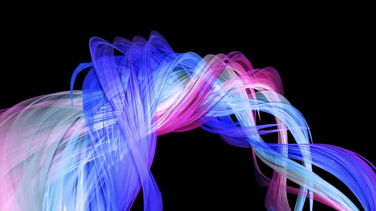 abstract multicolored transparent ribbons move around on a black background. Motion graphics 3d looped background with red blue ribbons. Luma matte as alpha channel. 57