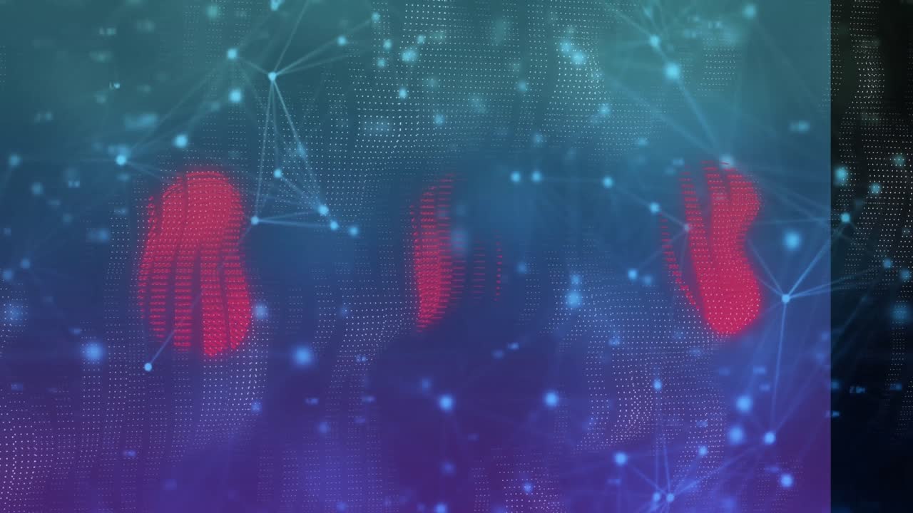 animación de la red de conexiones y procesamiento de datos