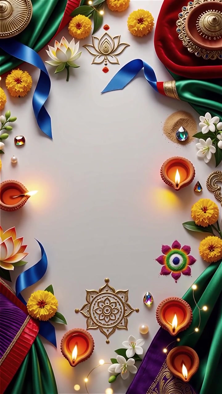 Sfondo del Festival Diwali con lanterne e decorazioni tradizionali Diyas.