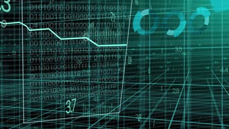 animación del procesamiento de datos financieros a través de la red