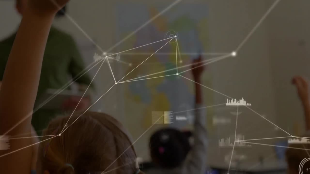 다양한 학교 학생들과 교실의 교사들 사이의 연결 네트워크의 활성화