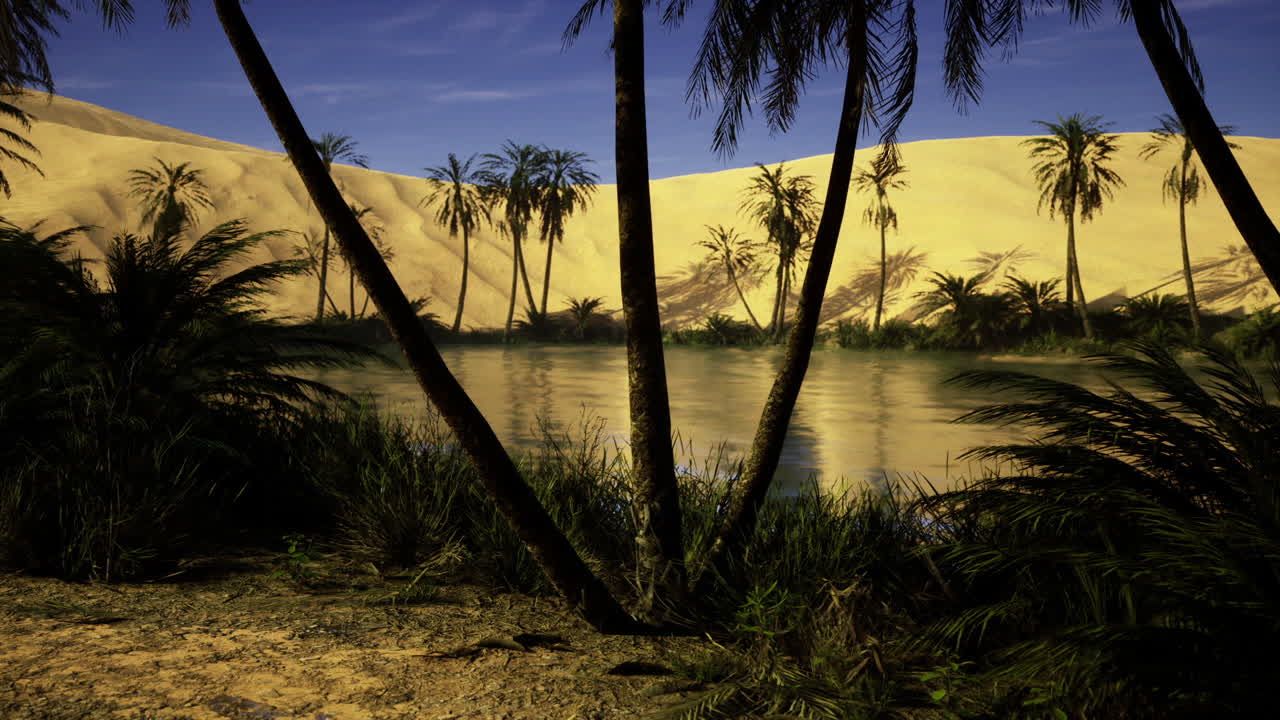 Tramonto sereno su un paesaggio tranquillo con dune e acqua