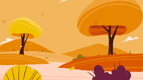 una animación de un paisaje de otoño dibujado a mano