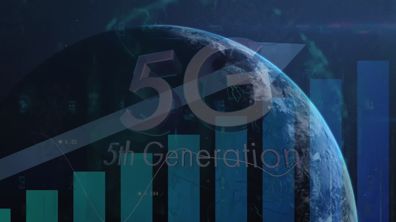 Animation of text with globe and network of connections