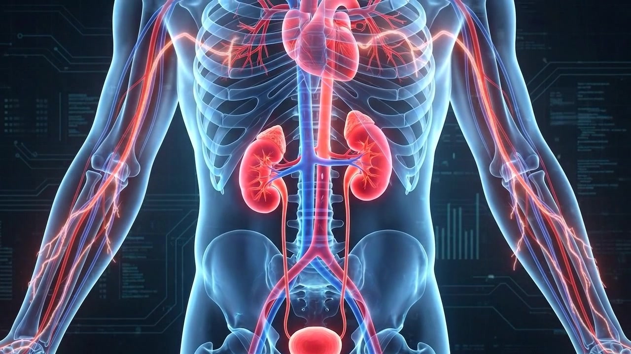 Detailed medical scan of human kidneys