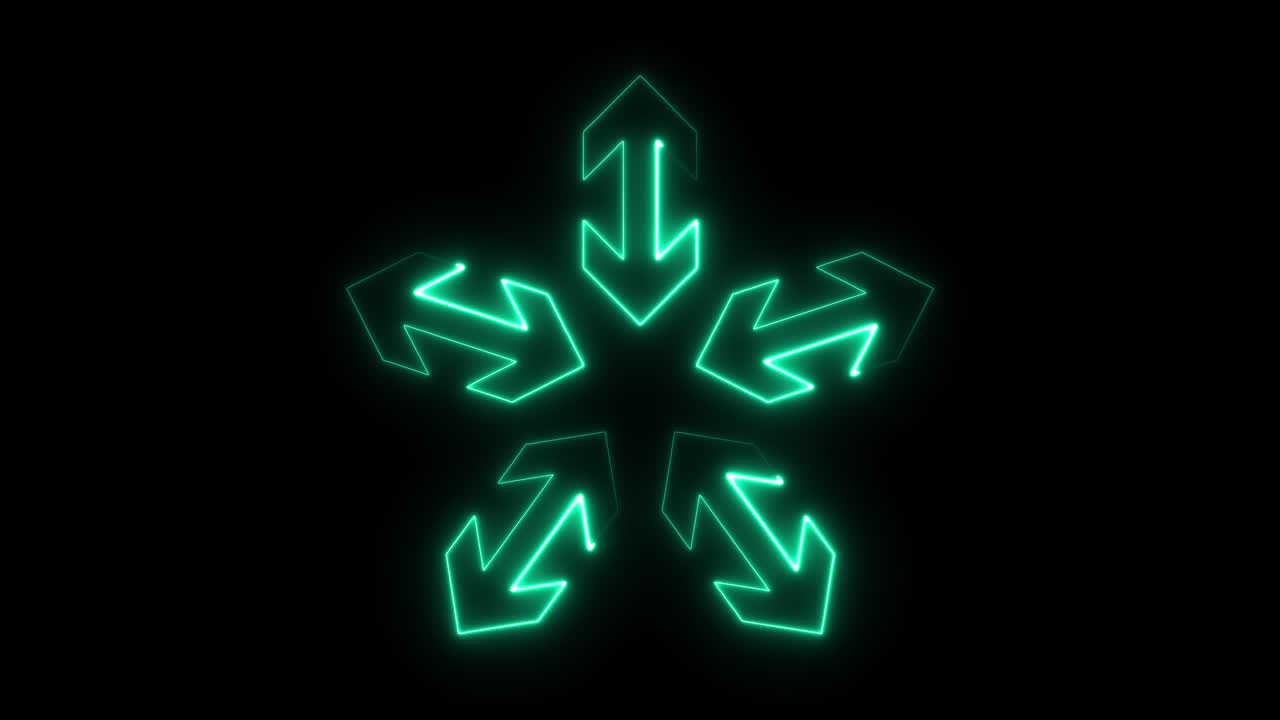 Neon Green Double-Headed Arrows Glowing in a Star Shape