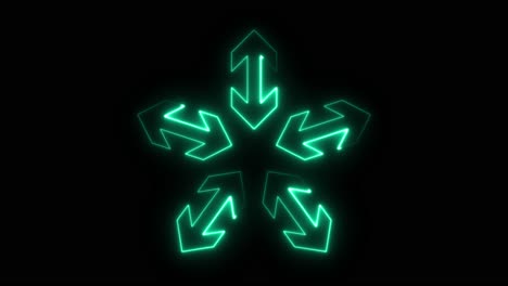 neon green double-headed arrows glowing in a star shape