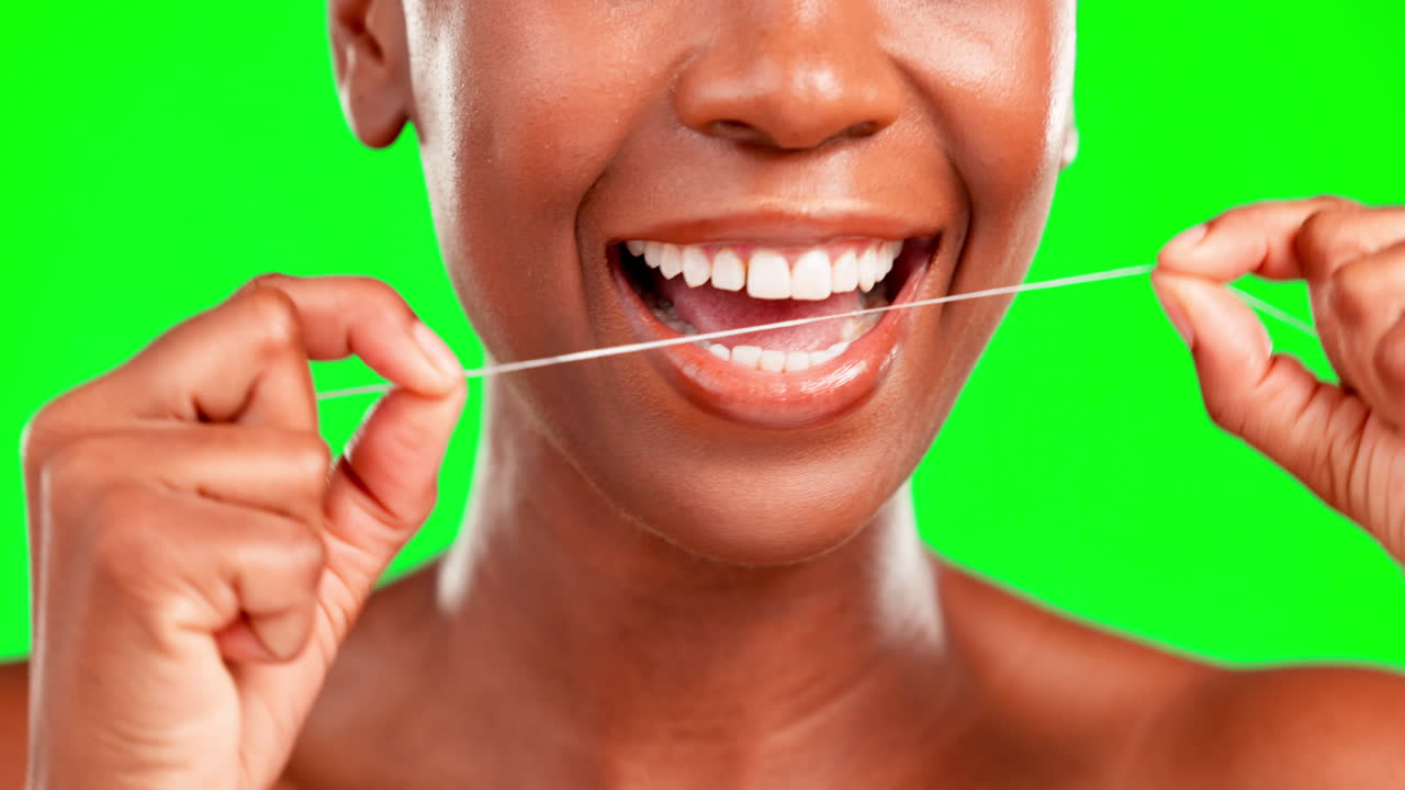 Closeup mouth, teeth and woman in studio