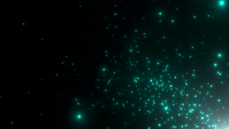 partículas verdes en movimiento y estrellas en el fondo abstracto de la galaxia 3