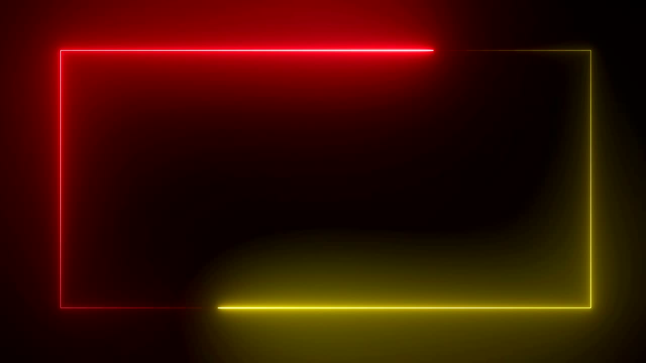 Abstract bright neon rectangular frame. Laser technological background design. looped