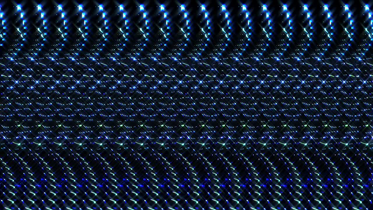 las líneas brillantes brillantes establecen un movimiento de onda azul, colorido, sobre un fondo negro