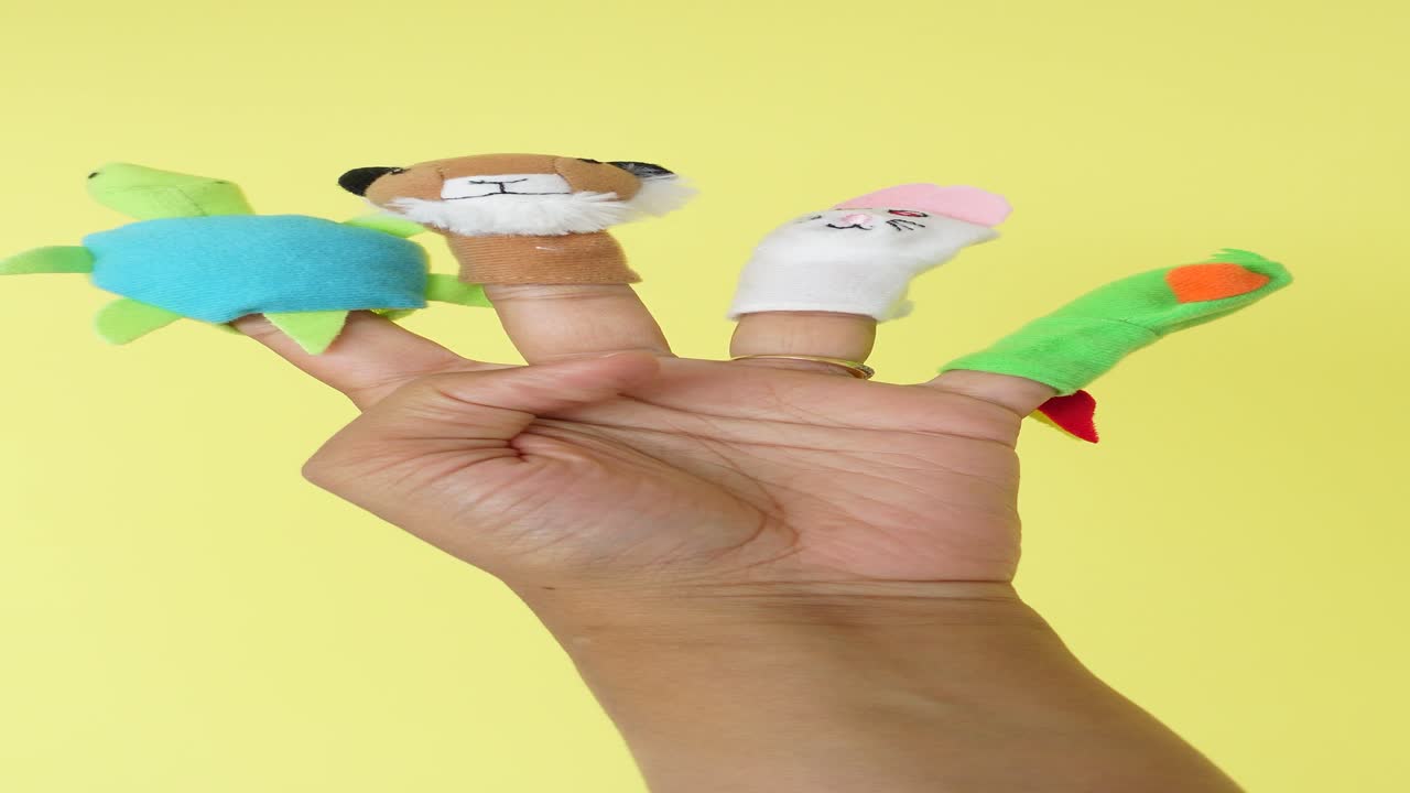 Adorable Animal Finger Puppets on a Hand