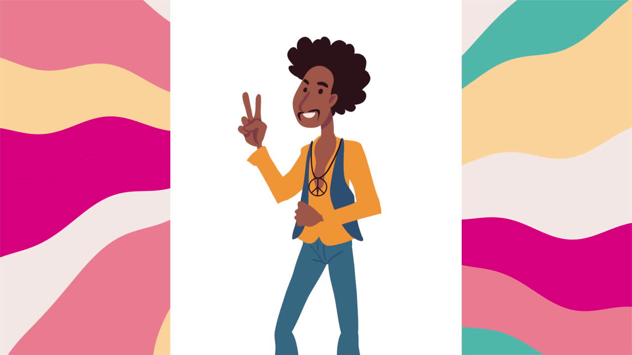 personaje hippie afro joven