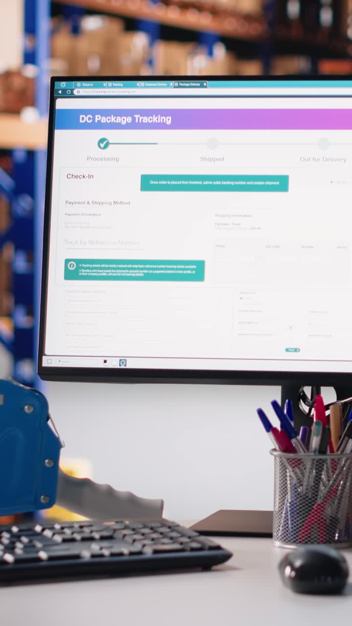 Vertical Video Empty e-commerce warehouse depot used for shipping cargo products