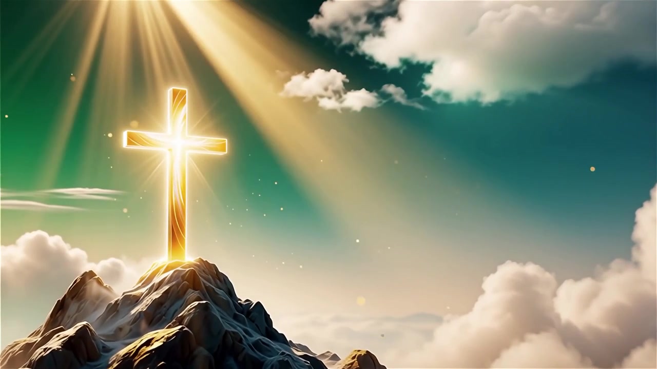 Christian Cross Heavenly Light Worship Background