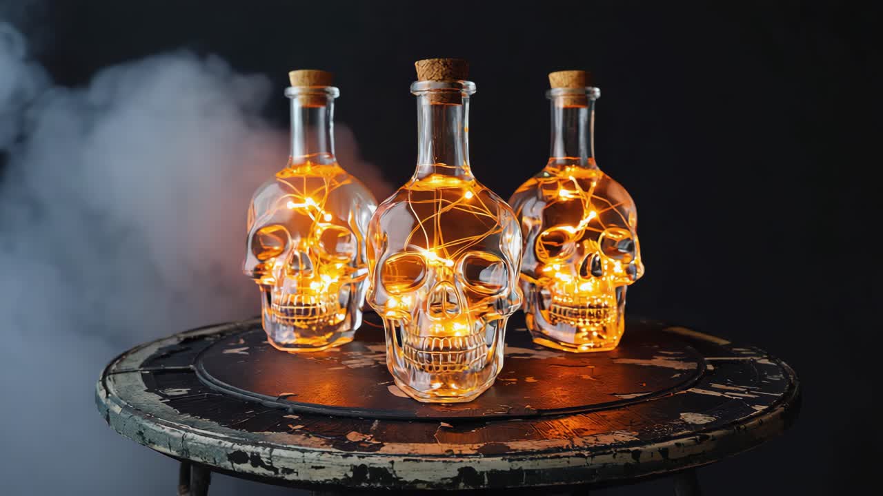 Skull Bottles Halloween Decor