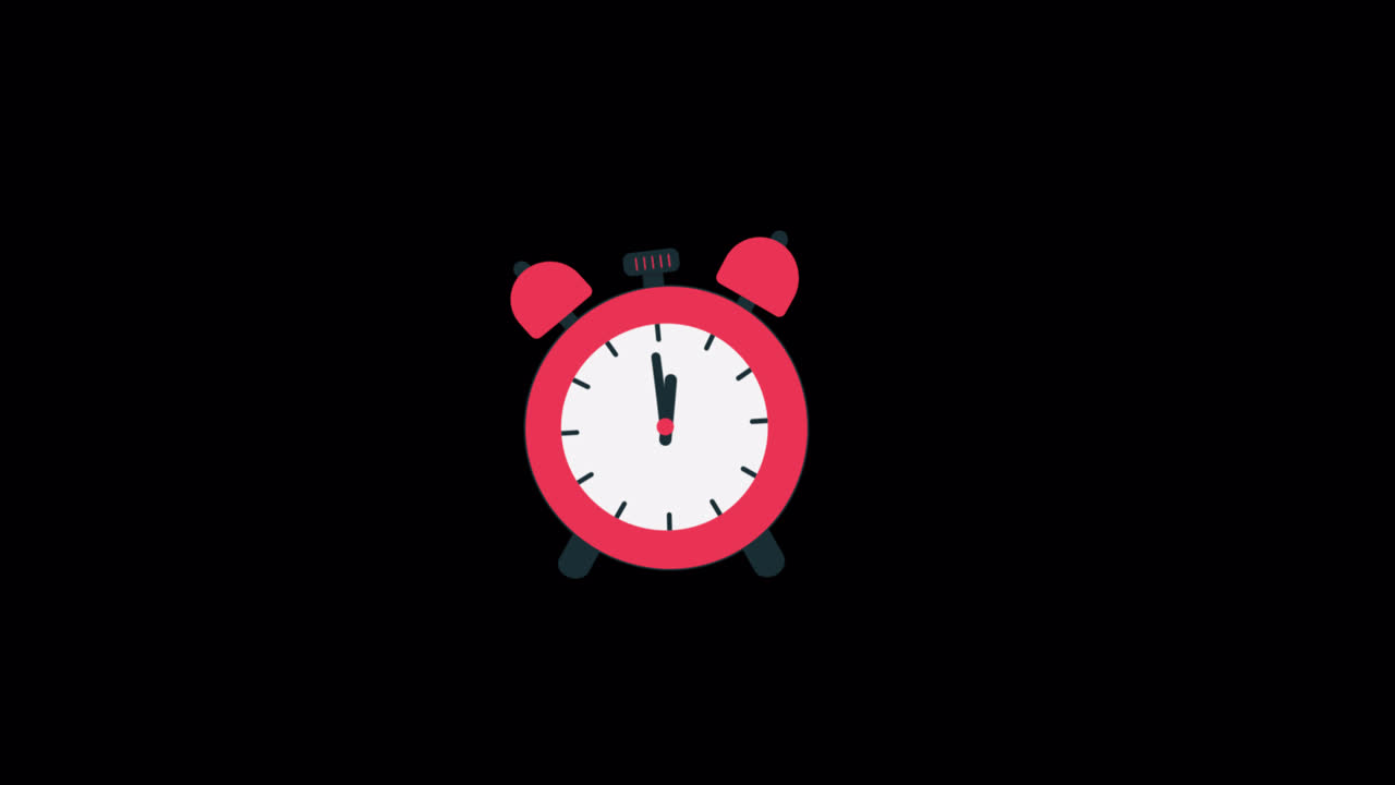 Animated Red Alarm Clock Ticking with Moving Hands