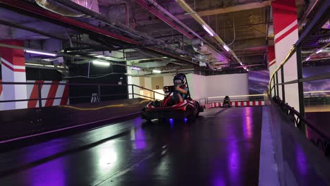 go-karting in an indoor track