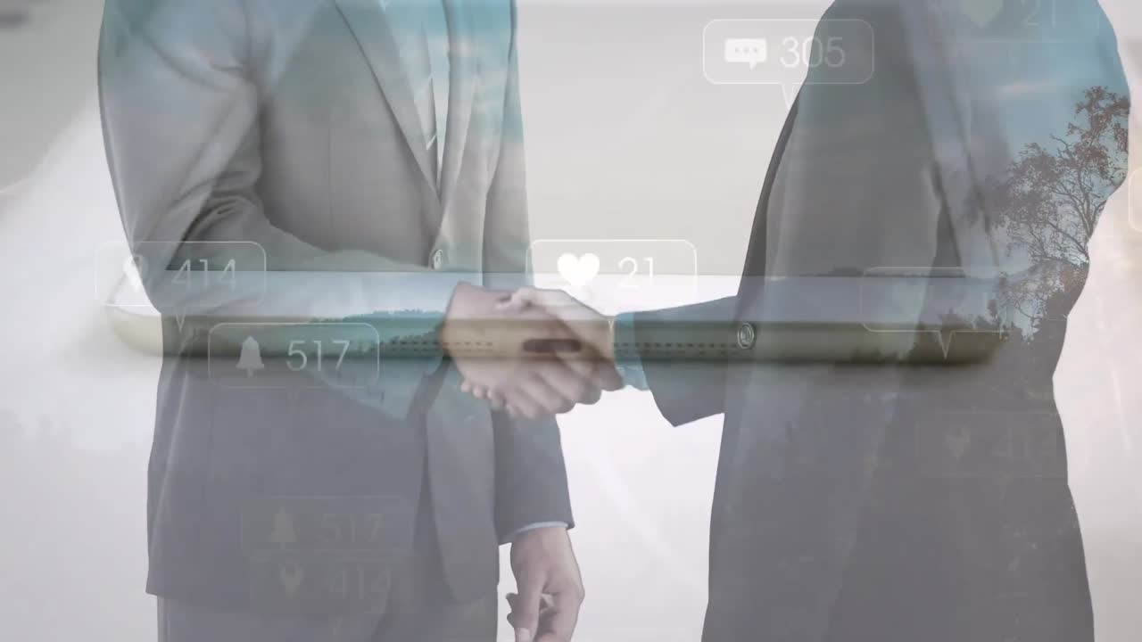 비즈니스 손짓을 통해 소셜 미디어 아이콘의 애니메이션