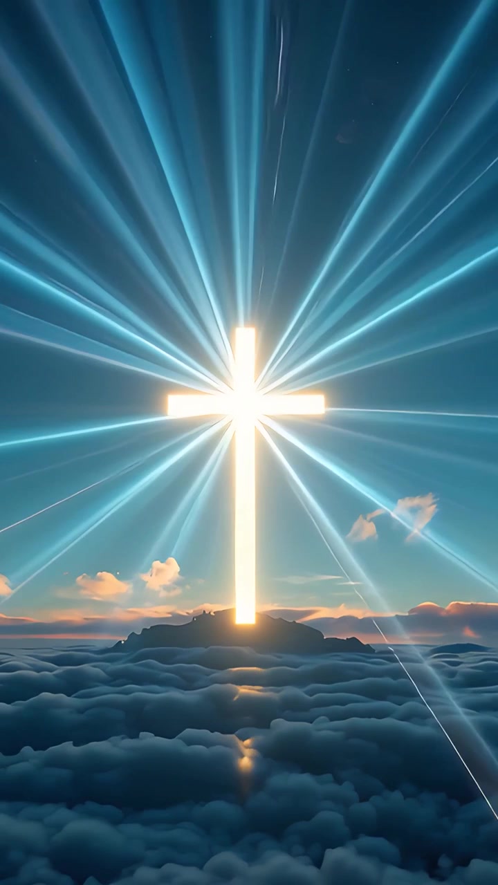 Sfondo per Adorazione 4K: Croce Cristiana e Luce Celeste