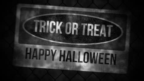 feliz halloween y truco o trato en señal de advertencia