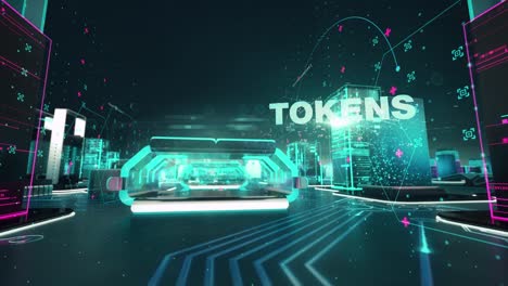 nft non fungible token with digital technology hitech concept