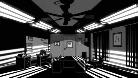 black and white office interior
