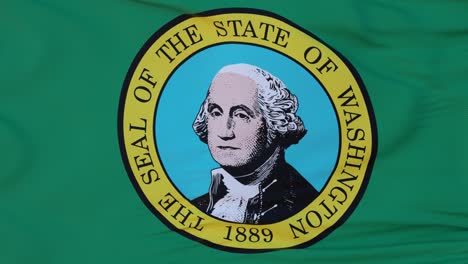 flag of washington state, region of the united states, waving at wind