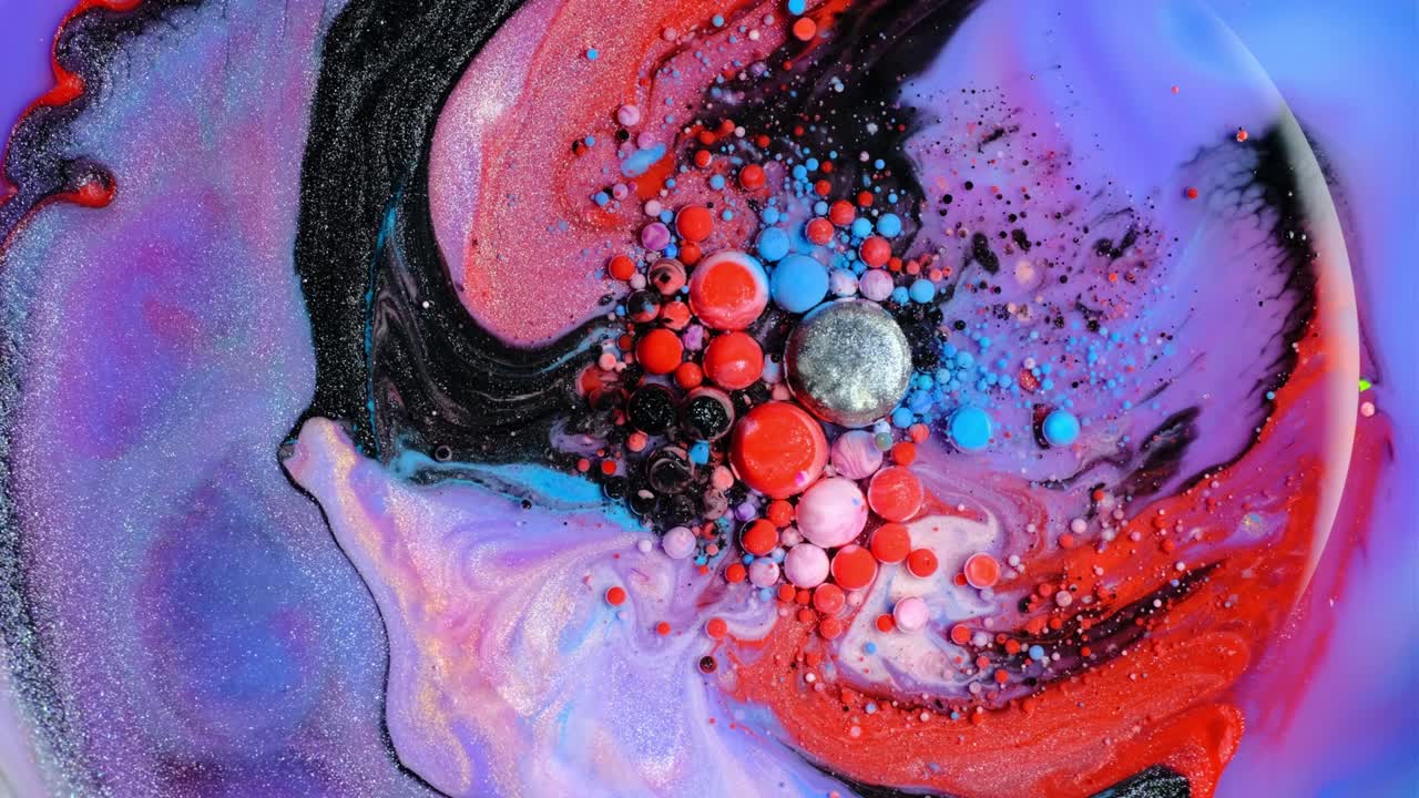 pintura colorida y burbujas fondo abstracto video 4k