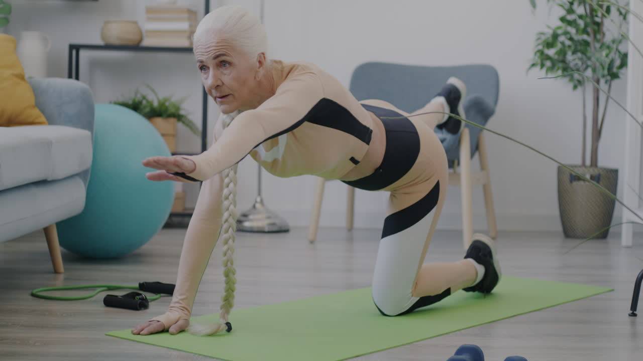 Senior Woman Doing Exercise at Home