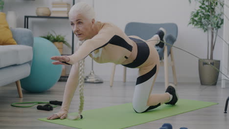 senior woman doing exercise at home