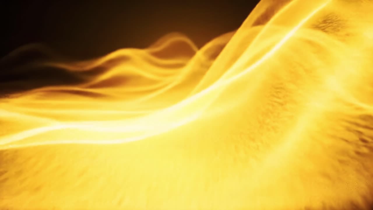 Golden waves ripple and flow in a captivating demonstration of light and color. The movement creates an enchanting atmosphere, drawing viewers into its beauty and fluidity.