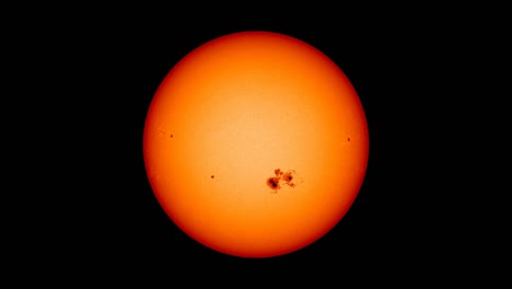 The-Sun,-rotation-of-sunspots-on-surface-with-solar-flares-and-energy