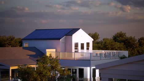 solar panels on the roof of the modern house