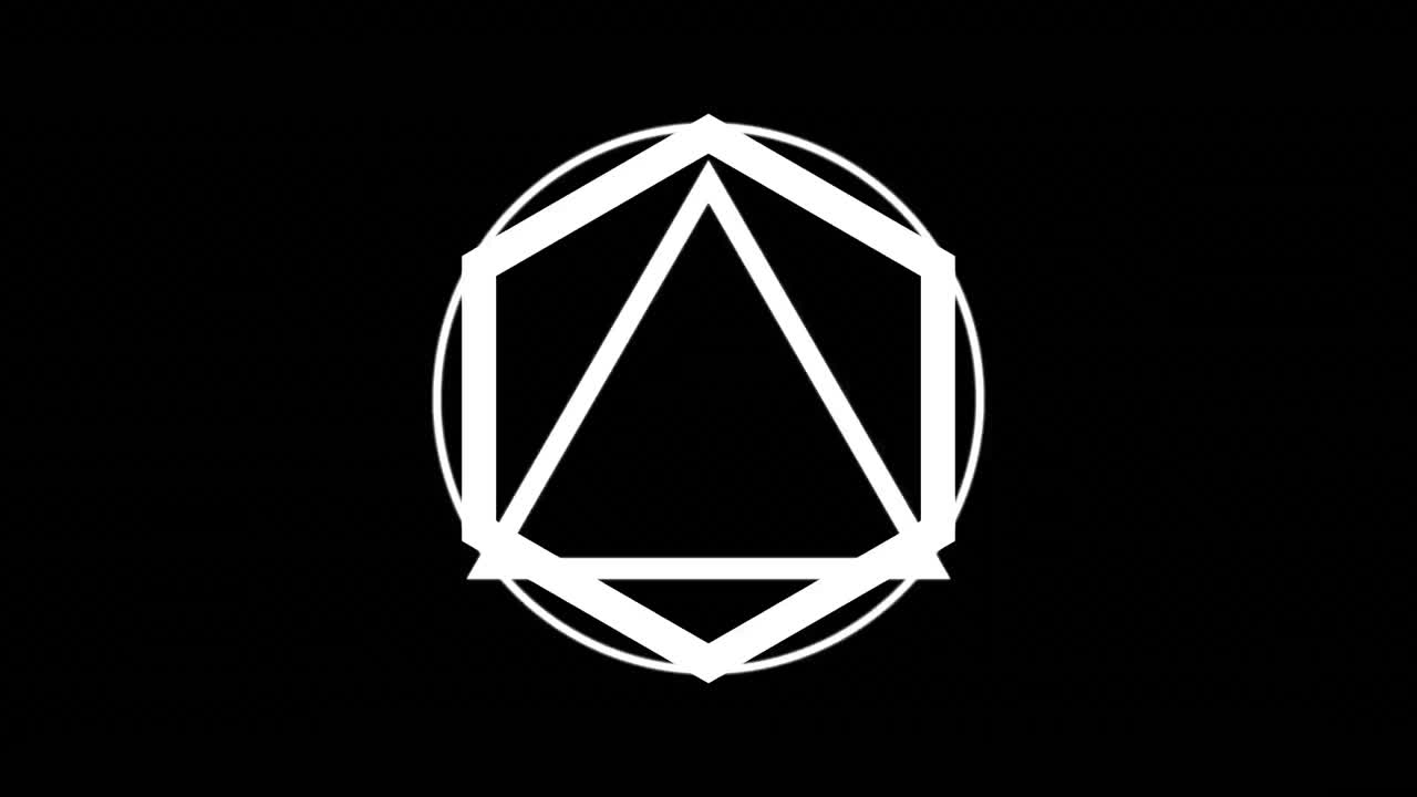 túnel de diamante azul con triángulos y hexágonos blancos giratorios