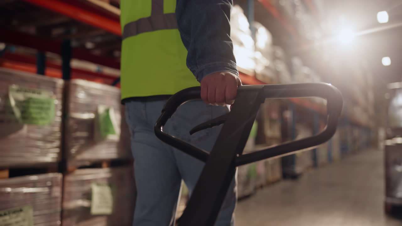 Warehouse worker with pallet jack