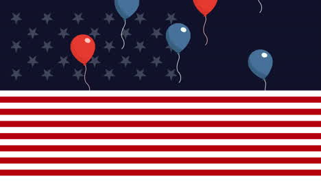 día del trabajo con bandera de estados unidos y globos de helio