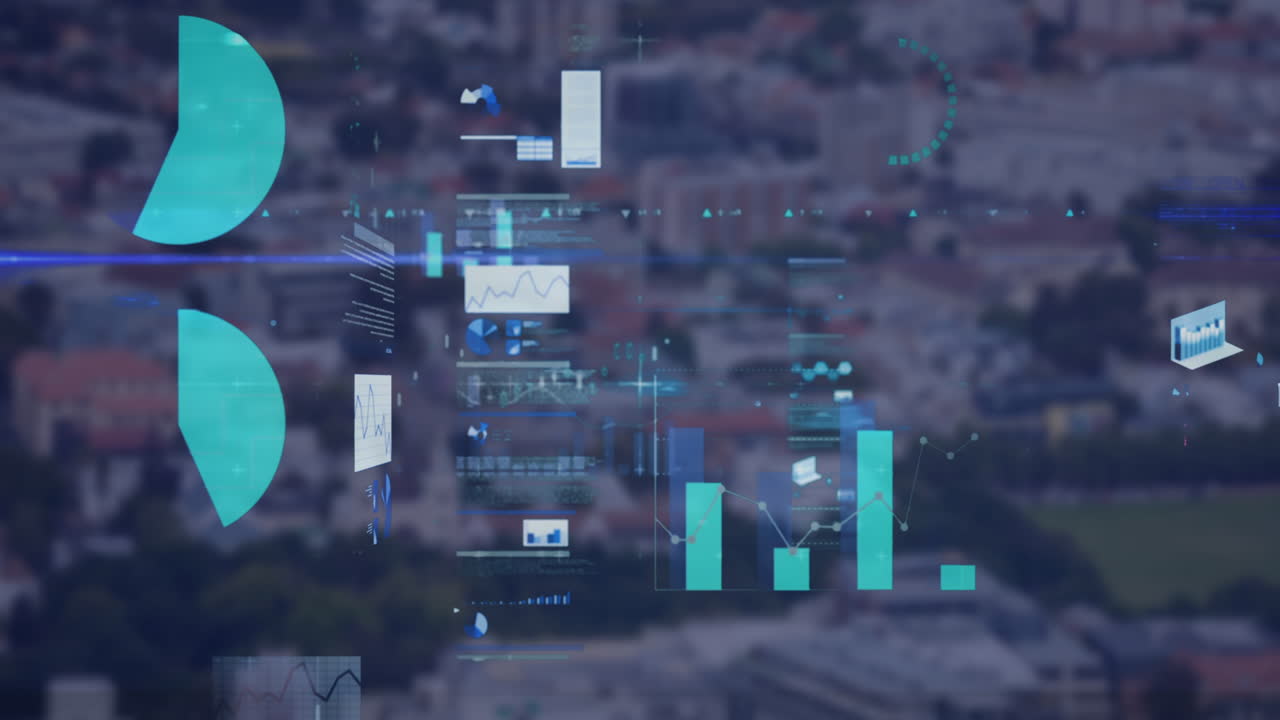 animación del procesamiento de datos sobre el paisaje