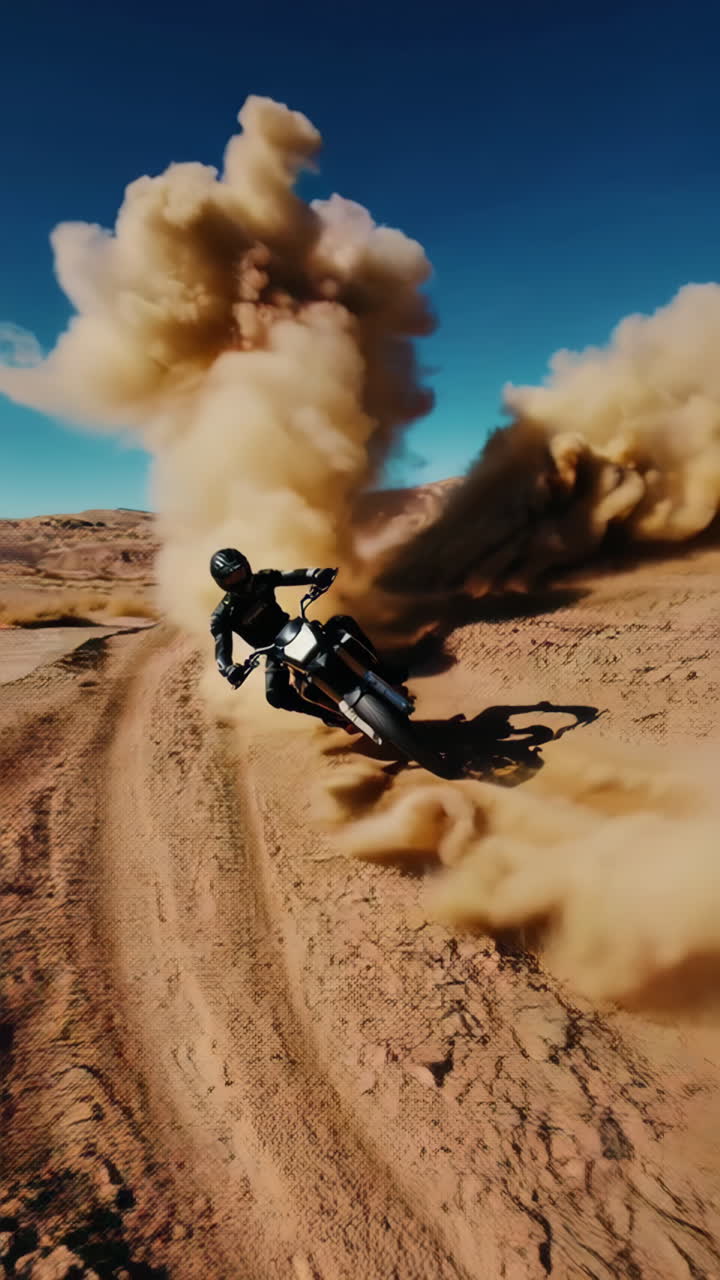 Motorcycle Rider in Desert