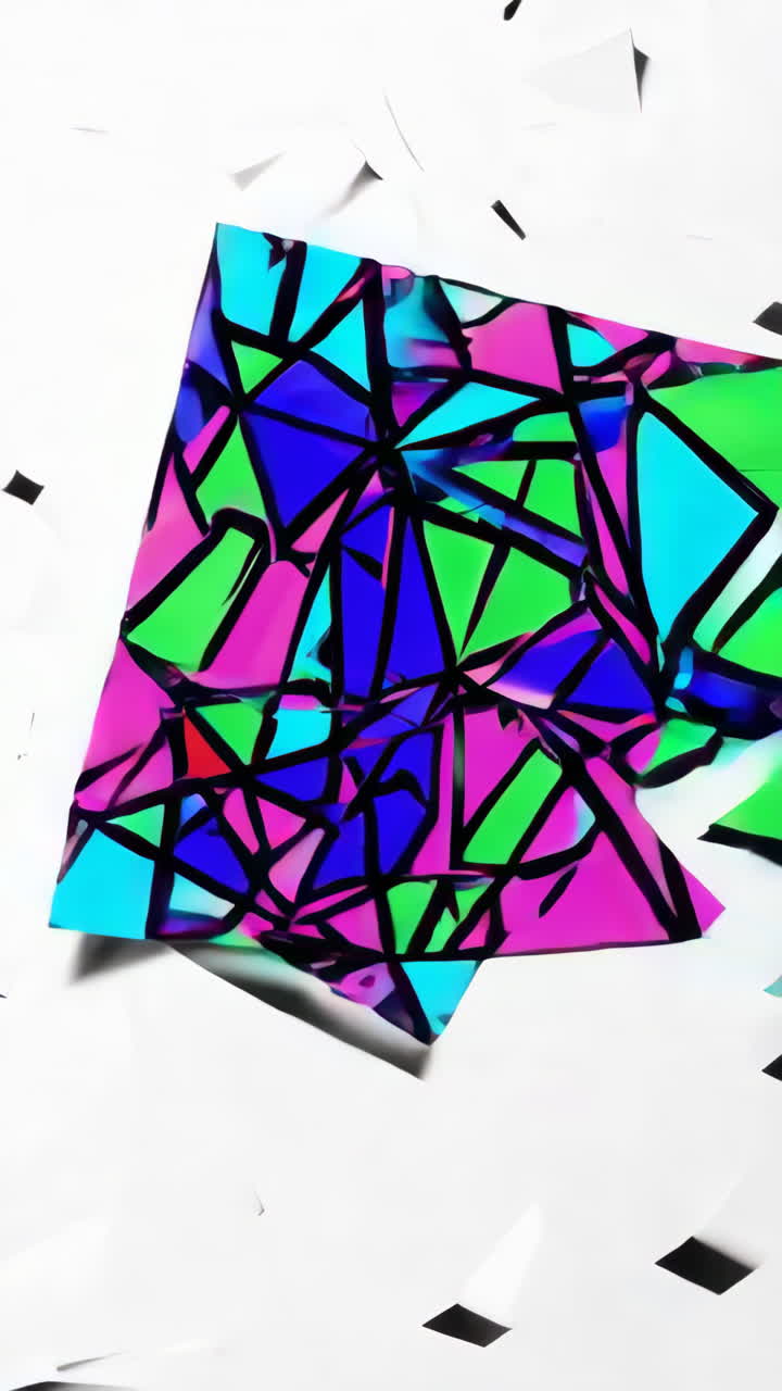 Vibrant Abstract Geometric Stained Glass Triangle Pattern