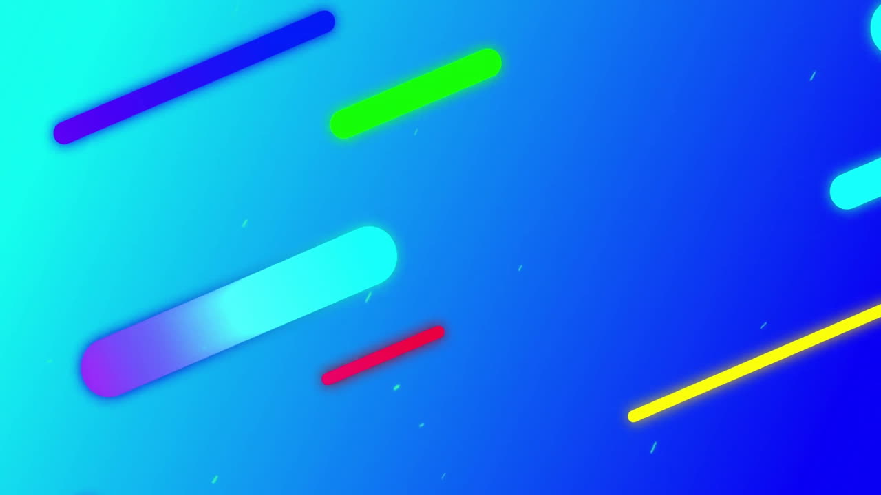 Animation of colourful lines on blue background