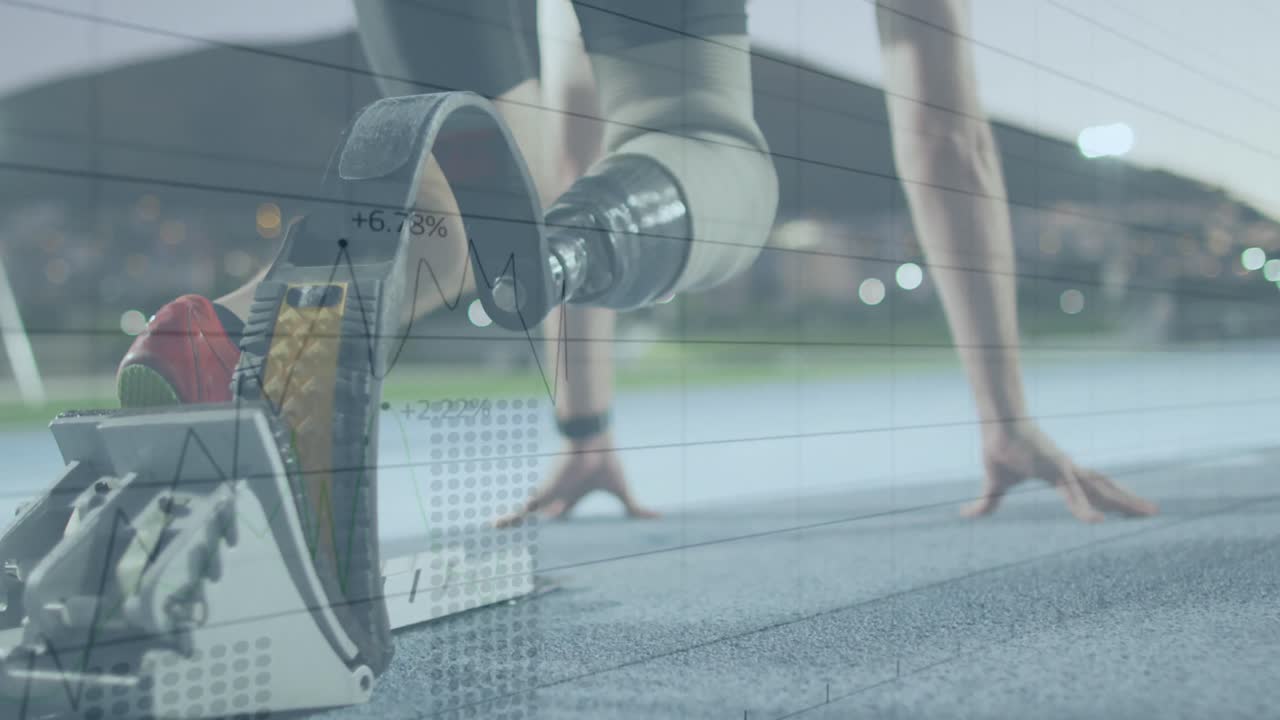 장애인 백인 스포츠맨에 대한 데이터 처리 애니메이션