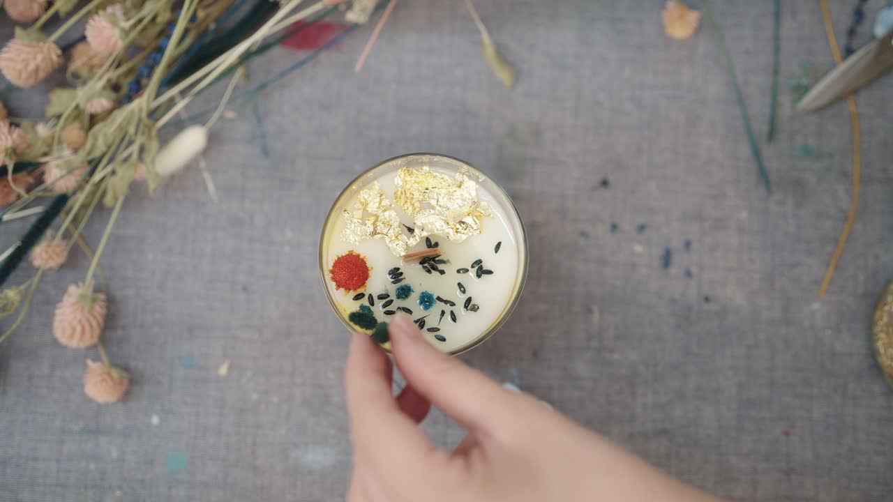 Handcrafted Floral Candle Decoration