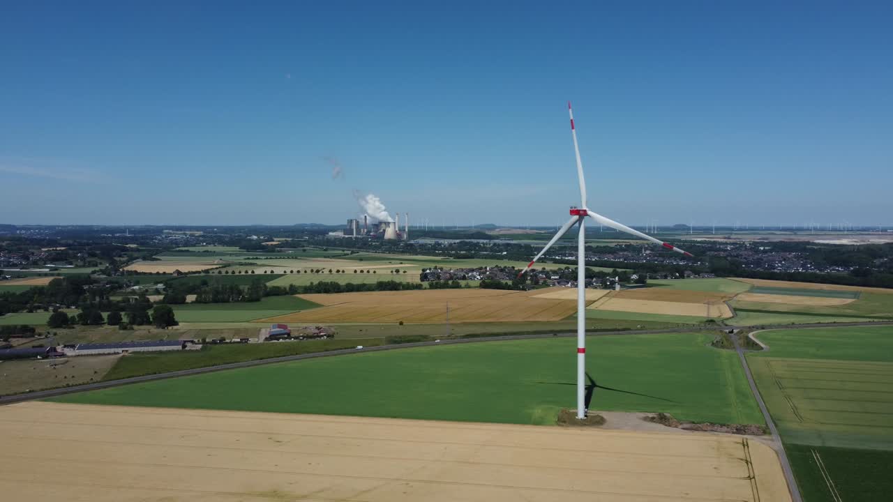 Windmills and Powerplant Weisweiler in Germany