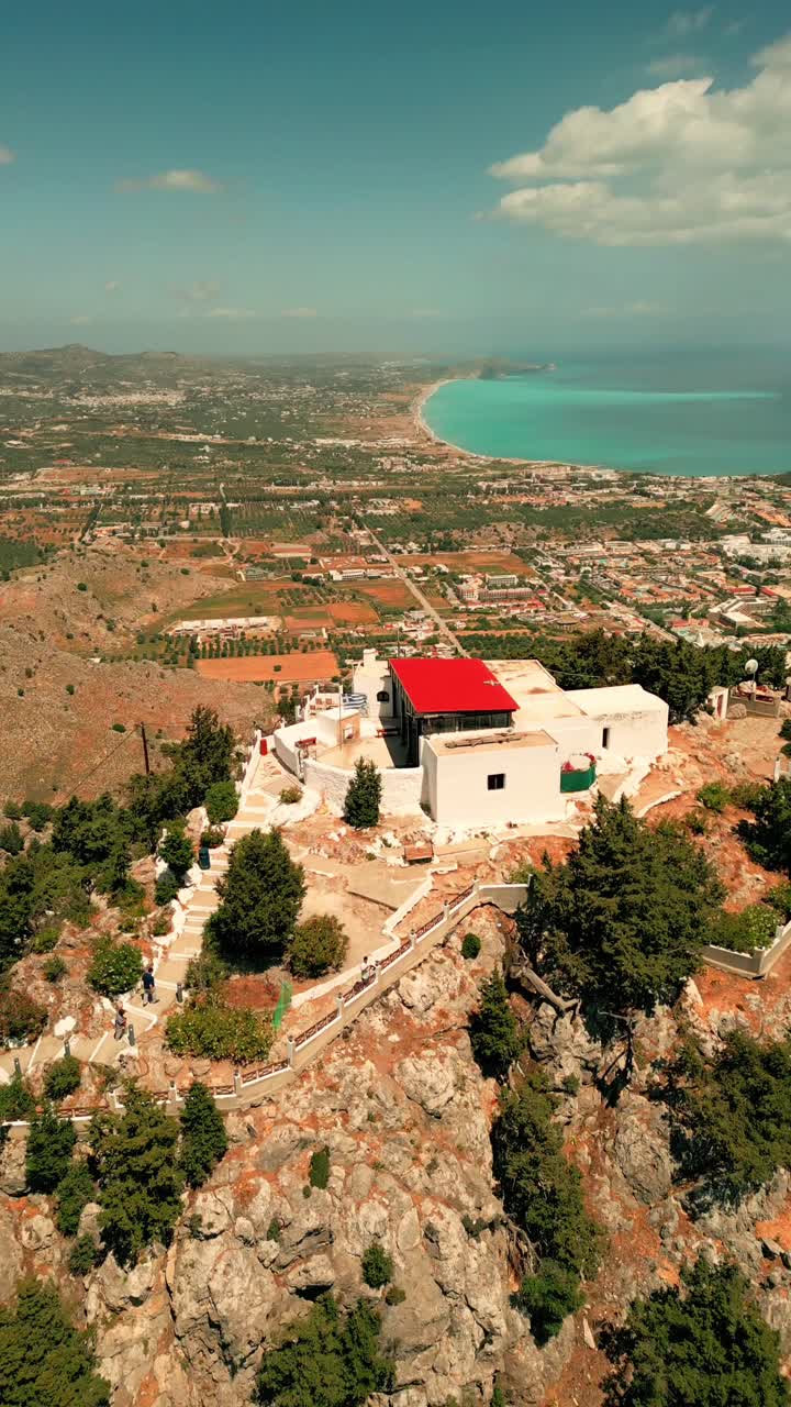 Picturesque hilltop building with scenic landscape views