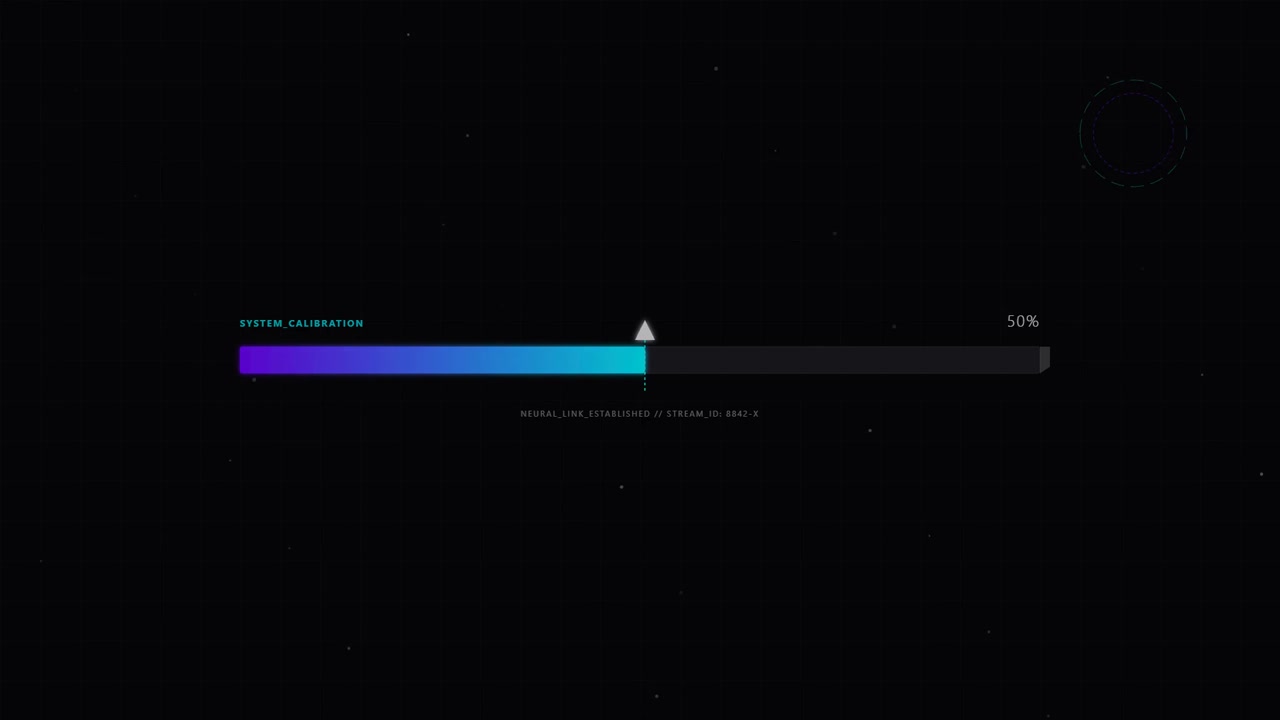 Digital System Calibration Loading Bar Progressing on Dark Background