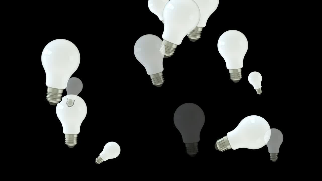 4k 추상 루프 가능한 전구 애니메이션, 검은색 배경