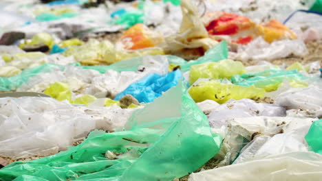 close up, colorful plastic bag trash pollution