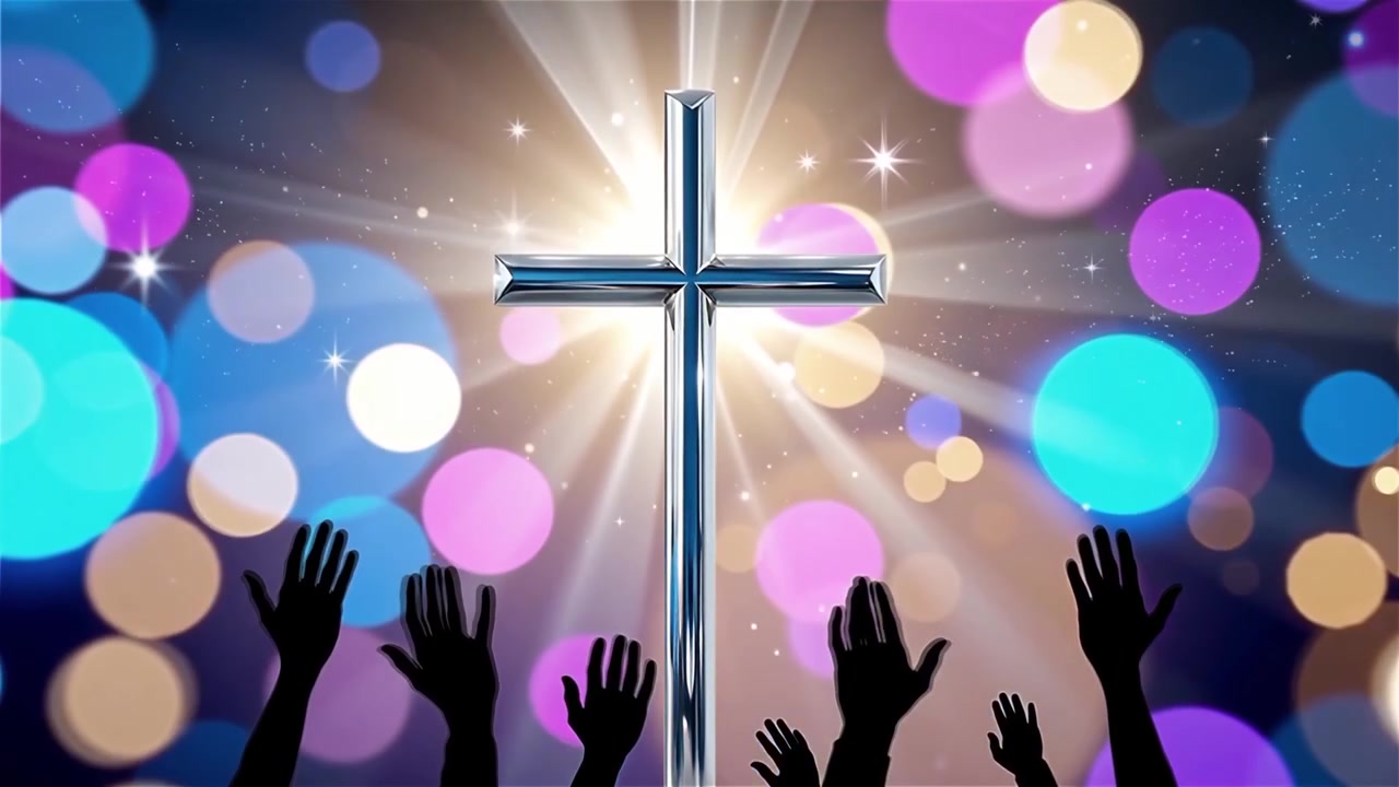 Cruz Cristiana con Luz Celestial, Fondo para Adoración.